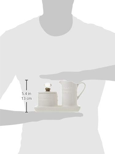Mud Pie 47800002 Farmhouse Inspired Vintage Doorknob Cream and Sugar Set, One Size, White