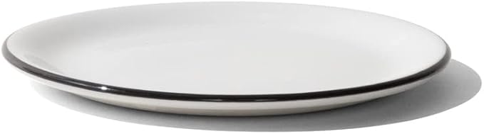Made In Cookware - Set of 4 - Bread and Butter Plates - White With Black Rim - Porcelain England
