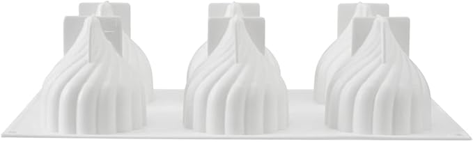 Restaurantware-Pastry Tek 6 Cavities Spiral Silicone Mold, 1 Oven-Ready Spiral Mold - Flexible, Freezable, White Silicone Spiral Jello Mold, Easy Release, For Baking
