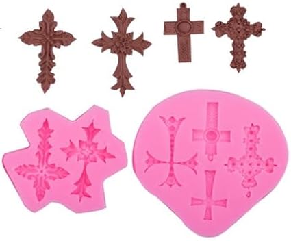 Cross Molds Silicone Fondat Cake Chocolate Mold 2pcs for Baptism Party Supplies