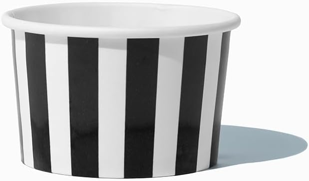 UNIQ 4 oz 1000 Pack Black Striped Black Ice Cream Cups | Disposable Leak Resistant Paper Dessert Cups for Ice Cream, Frozen Yogurt & Gelato | Small Food Serving Cups for Parties, Catering & Business