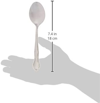 New Star Foodservice Rose Pattern 18/0 Stainless Steel Dinner/Dessert Spoon, 7-Inch, Set of 12, Commercial Grade