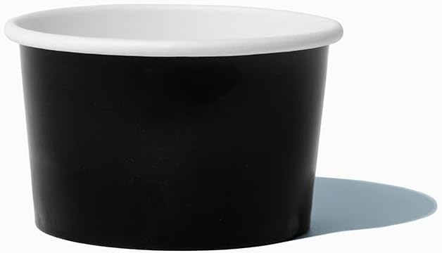 UNIQ 4 oz 1000 Pack Black Ice Cream Cups | Disposable Leak Resistant Paper Dessert Cups for Ice Cream, Frozen Yogurt & Gelato | Small Food Serving Cups for Parties, Catering & Business