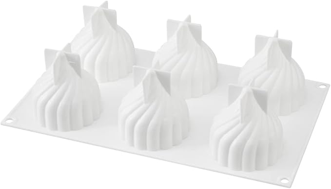 Restaurantware-Pastry Tek 6 Cavities Spiral Silicone Mold, 1 Oven-Ready Spiral Mold - Flexible, Freezable, White Silicone Spiral Jello Mold, Easy Release, For Baking