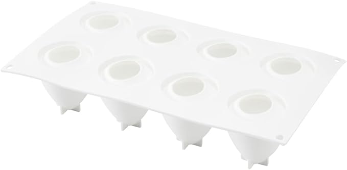 Pastry Tek 8 Cavities Strawberry Silicone Molds, 10 Oven-Ready Strawberry Molds - Flexible, Freezable, White Silicone Fruit Silicone Molds, Easy Release, For Baking - Restaurantware