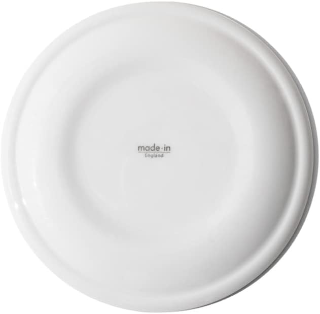 Made In Cookware - Set of 4 - Bread and Butter Plates - White With Black Rim - Porcelain England