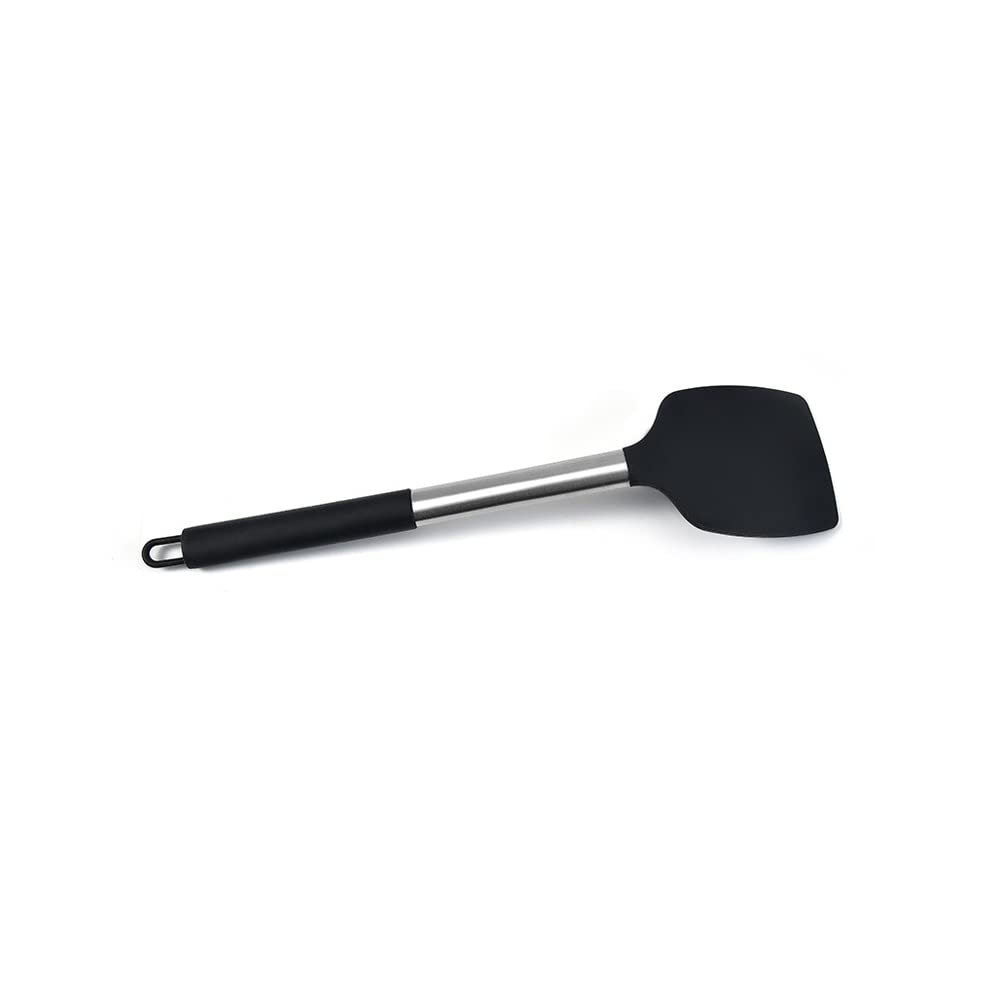 HOIRIX 2Pack Small Silicone Turner High Heat Resistant Slotted Spatula for Fish, Eggs, Pancakes and More (Set of 2, Black2)