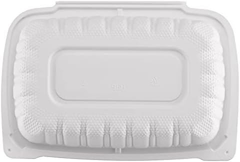 TIYA Clamshell Food Containers - White Bulk 200 Pack, 9x6 in - BPA-Free Mineral-Filled To-Go Containers - Reusable, Microwavable, Hinged, Tall Takeout Clamshells - Great for Meal Prep