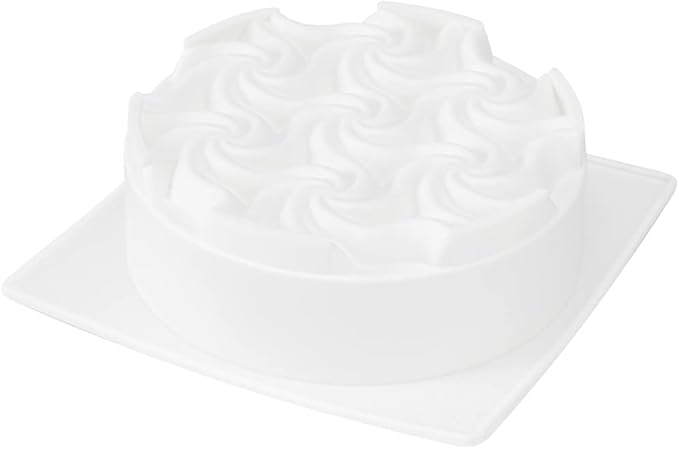 Pastry Tek 6.8 Inch Swirl Cake Pan, 1 Oven-Ready Silicone Bundt Cake Pan - Flexible, Freezable, White Silicone Small Cake Mold, Easy Release, For Baking Desserts - Restaurantware