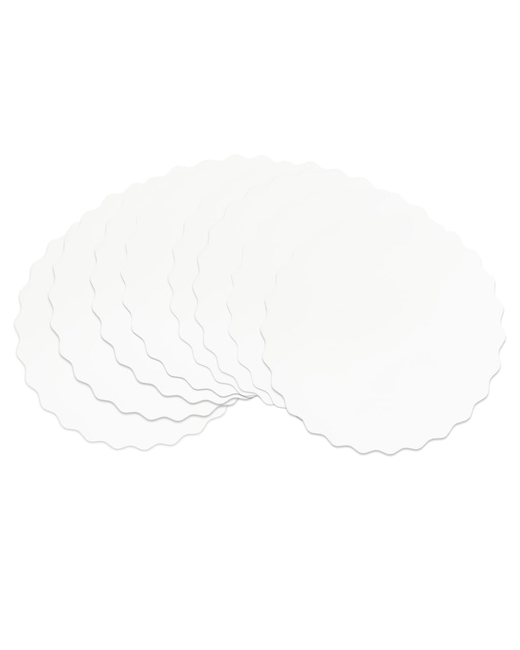 qiqee 8 Inch White Wave Cake Boards Round 15-Packs Circles Rounds Base Food-Grade Cardboard Wave Cake Plate（Thinner But Stronger）