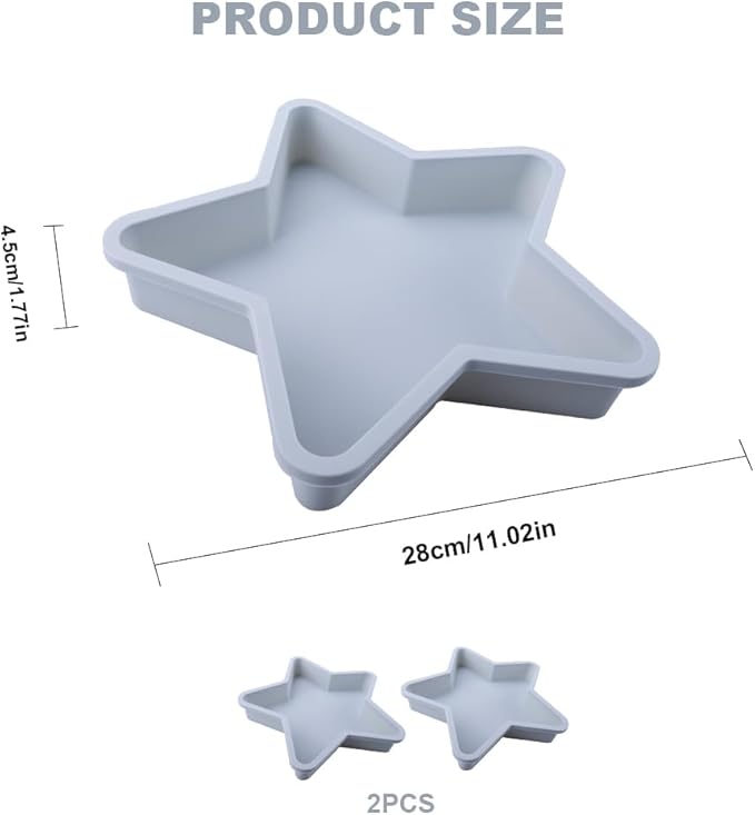 Velicber 2 Pcs Star Cake Pan 10 Inch Silicone Star Mold, Easy to Release