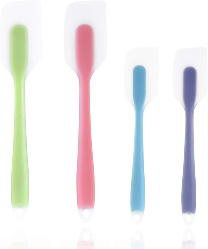 TOUGS Silicone Spatulas Set of 4 - Heat Resistant Non-Stick Flexible Rubber with Solid Stainless Steel Core Kitchen Essential Gadget Premium Scraper Spoon Set - Seamless, Dishwasher Safe, 2 Size