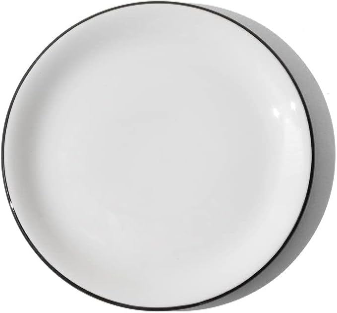 Made In Cookware - Set of 4 - Bread and Butter Plates - White With Black Rim - Porcelain England