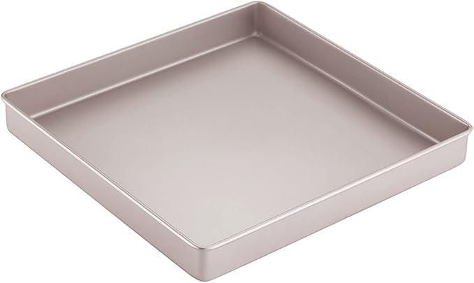 CHEFMADE 11-Inch Baking Sheet Pan, Non-Stick & Dishwasher Safe Square Jelly Roll Bakeware for Oven Roasting Meat Bread Battenberg Pizzas Pastries 11.2" x 11.2" x 1.4" (Champagne Gold)