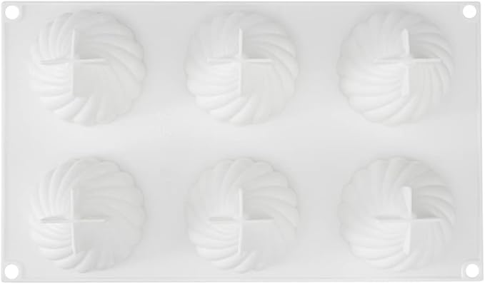 Restaurantware-Pastry Tek 6 Cavities Spiral Silicone Mold, 1 Oven-Ready Spiral Mold - Flexible, Freezable, White Silicone Spiral Jello Mold, Easy Release, For Baking