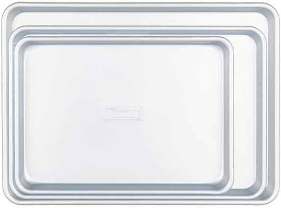 Viking Premium 3-Piece Nonstick Baking Sheet Pan Set, Made without PFAS, Heavy Gauge Aluminized Steel Cookie Sheets with Reinforced Iron Frame, 13, 15 & 18-Inch, Oven Safe to 475F