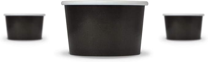 UNIQ 4 oz 1000 Pack Black Ice Cream Cups | Disposable Leak Resistant Paper Dessert Cups for Ice Cream, Frozen Yogurt & Gelato | Small Food Serving Cups for Parties, Catering & Business