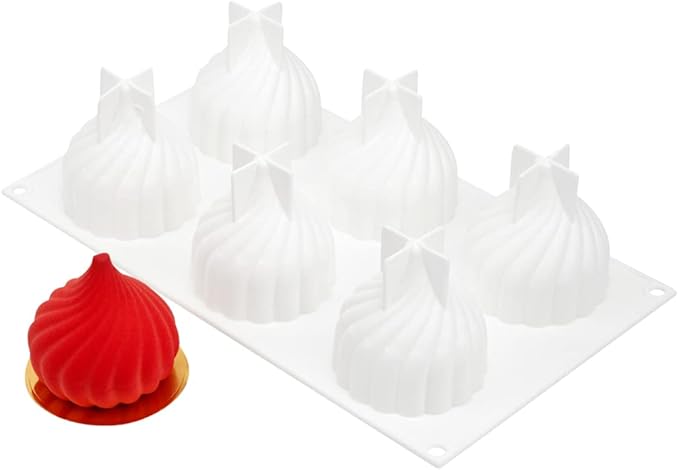 Restaurantware-Pastry Tek 6 Cavities Spiral Silicone Mold, 1 Oven-Ready Spiral Mold - Flexible, Freezable, White Silicone Spiral Jello Mold, Easy Release, For Baking