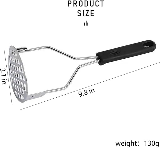 Cawein Potato masher with non-slip handle, stainless steel masher masher kitchen tool for potatoes, sweet potatoes, beans, vegetables, fruits, baby food, avocados and more