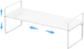 GEDLIRE Expandable Kitchen Cabinet Shelf Organizers, Stackable Metal Pantry Storage Shelves Rack, Adjustable Counter Spice Shelf for Cabinets, Countertop, Cupboard Organizers and Storage, White