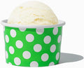 UNIQ 4 oz 1000 Pack Green Polka Dot Ice Cream Cups | Disposable Leak Resistant Paper Dessert Cups for Ice Cream, Frozen Yogurt & Gelato | Small Food Serving Cups for Parties, Catering & Business