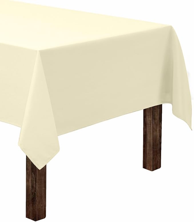Gee Di Moda Rectangle Tablecloth - 60 x 102 Inch Ivory Table Cloth for 6 Foot Rectangle Tables - Heavy Duty Washable Fabric - for Holiday Party, Dinner, Weddings, Baby Shower & Events