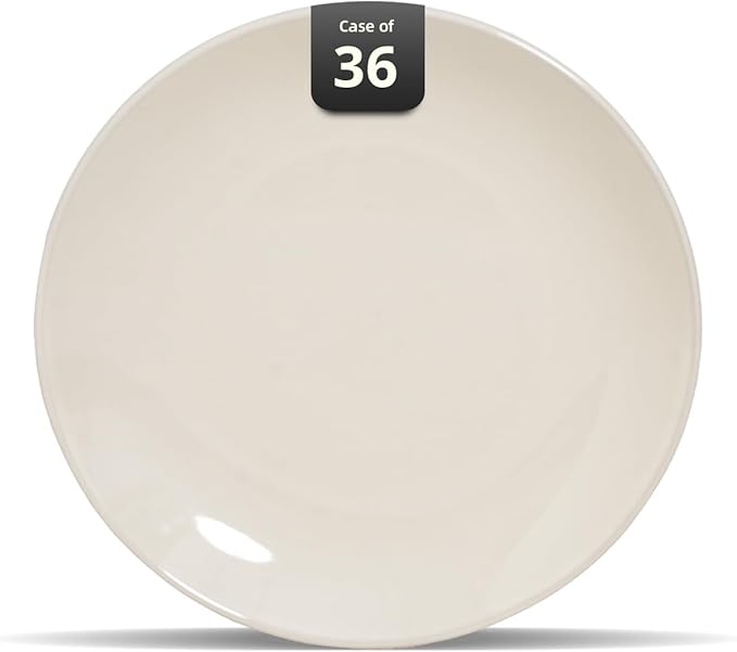 IRESTAURANT PLUS Stoneware Coupe Commercial Grade Dinnerware, Ivory(America White) Plate 6.5", Case of 36