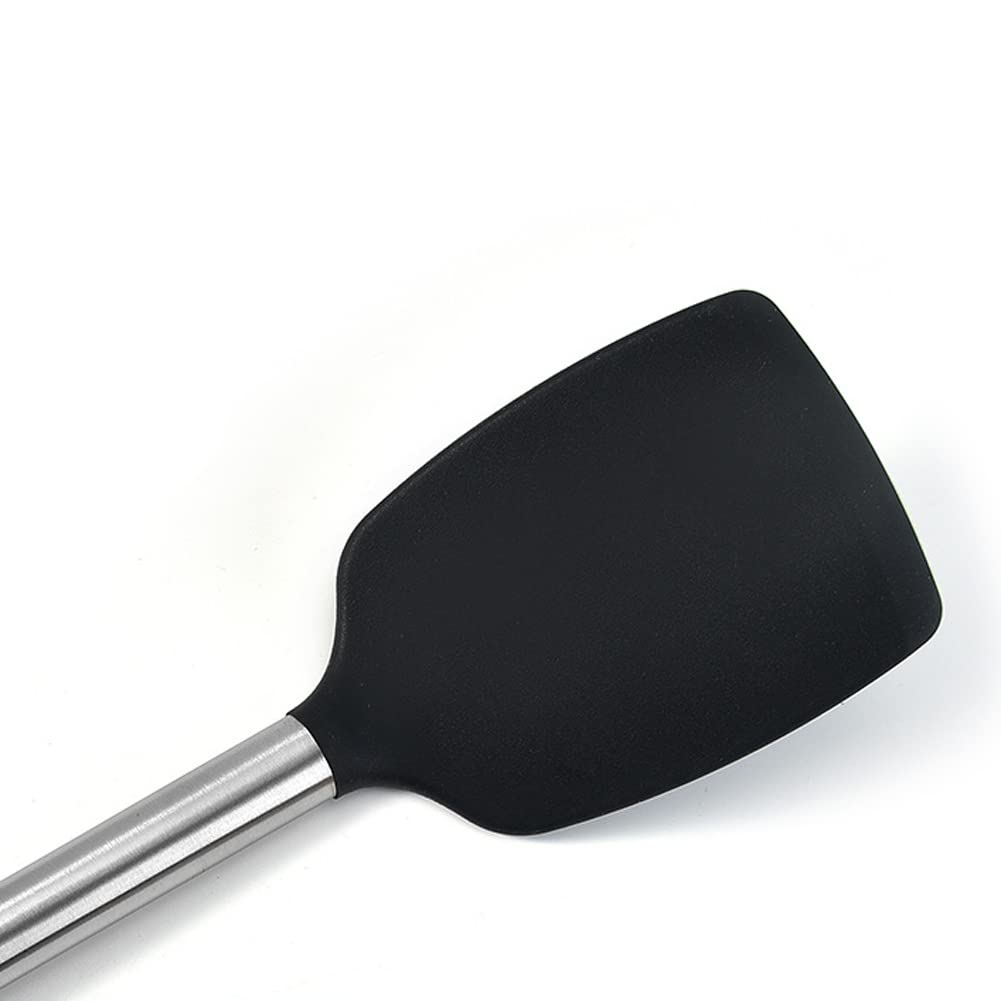 HOIRIX 2Pack Small Silicone Turner High Heat Resistant Slotted Spatula for Fish, Eggs, Pancakes and More (Set of 2, Black2)
