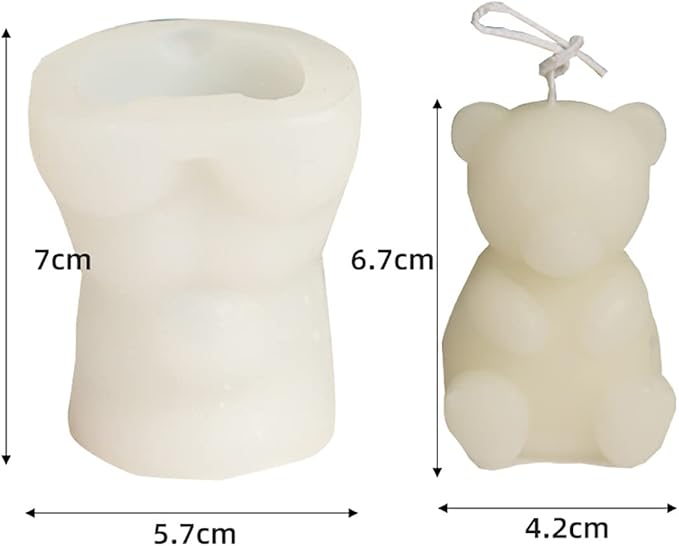 ESEDAGE 2 Pack Cute Bear Scented Candle Mold Silicone for Home Decoration, Resin, Cartoon, and Clay