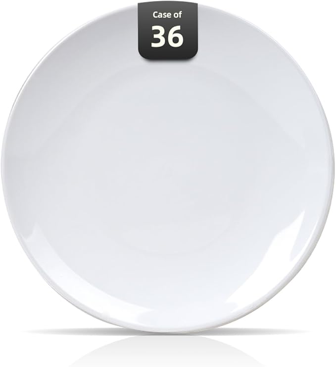 IRESTAURANT PLUS Stoneware Coupe Commercial Grade Dinnerware Bright White, Plate 6.5", Case of 36
