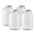 4-Pack 1 Gallon Glass Jar with Lid | Wide Mouth Set with White Metal Caps
