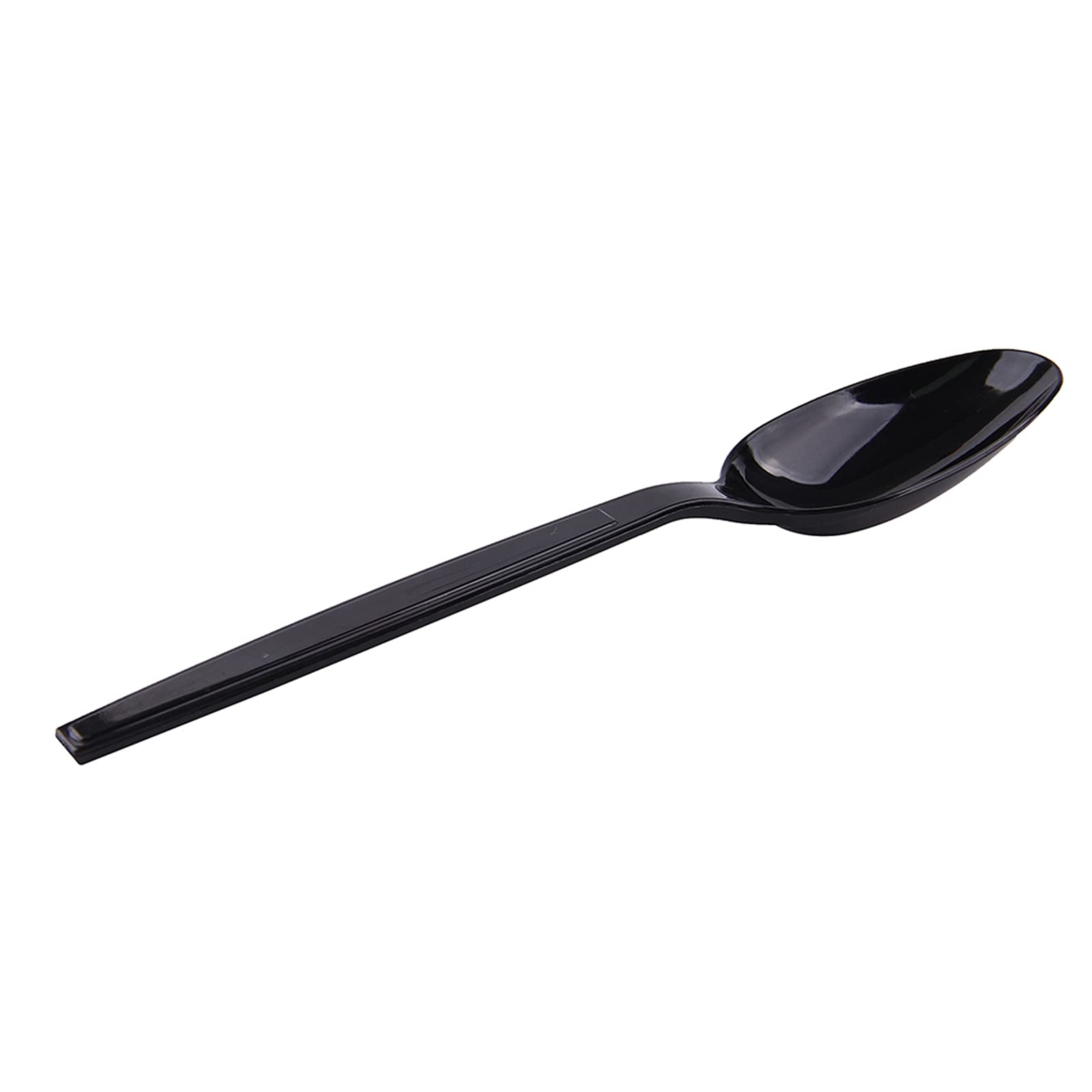 Laojbaba Plastic Spoons Disposable Individually Packaged Spoons Black 7-Inch Commercial Take Away,Super Hard Mass Heavy Individually Wrapped 100 PCS