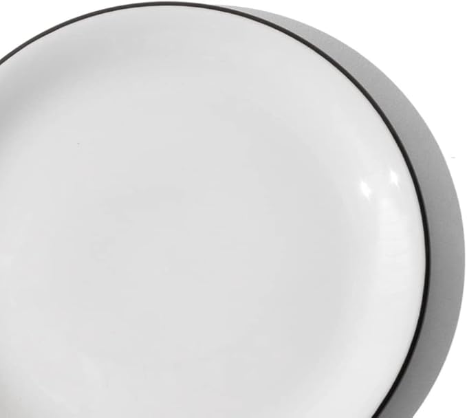 Made In Cookware - Set of 4 - Bread and Butter Plates - White With Black Rim - Porcelain England