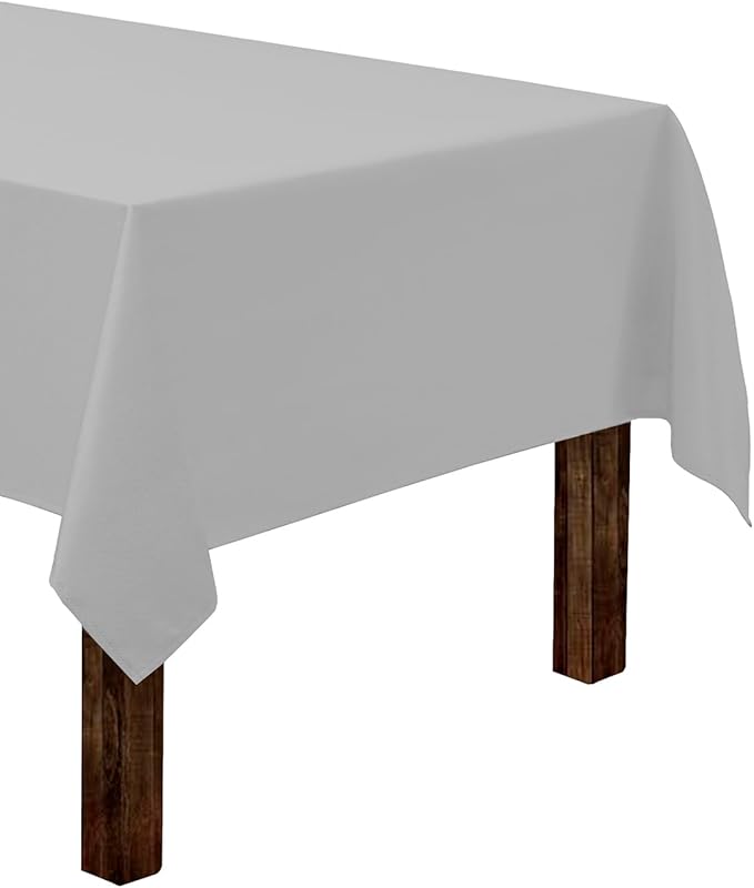 Gee Di Moda Rectangle Tablecloth - 60 x 84 Inch Silver Table Cloth for 5 Foot Rectangle Tables - Heavy Duty Washable Fabric - for Holiday Party, Dinner, Weddings, Baby Shower & Events
