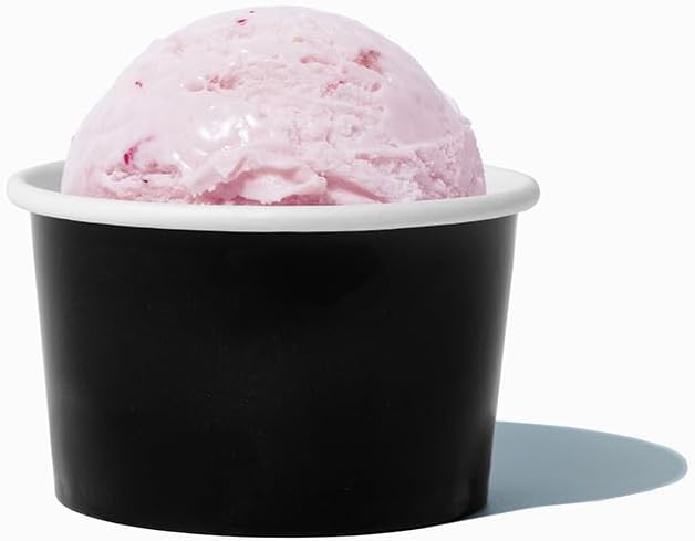 UNIQ 4 oz 1000 Pack Black Ice Cream Cups | Disposable Leak Resistant Paper Dessert Cups for Ice Cream, Frozen Yogurt & Gelato | Small Food Serving Cups for Parties, Catering & Business