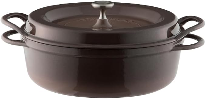 Vermicular Oven Pot 26cm Shallow (3.9qt), Enameled Cast Iron - Pearl Brown
