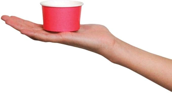 UNIQ 4 oz 1000 Pack Pink Ice Cream Cups | Disposable Leak Resistant Paper Dessert Cups for Ice Cream, Frozen Yogurt & Gelato | Small Food Serving Cups for Parties, Catering & Business