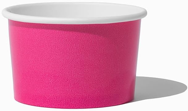 UNIQ 4 oz 1000 Pack Pink Ice Cream Cups | Disposable Leak Resistant Paper Dessert Cups for Ice Cream, Frozen Yogurt & Gelato | Small Food Serving Cups for Parties, Catering & Business