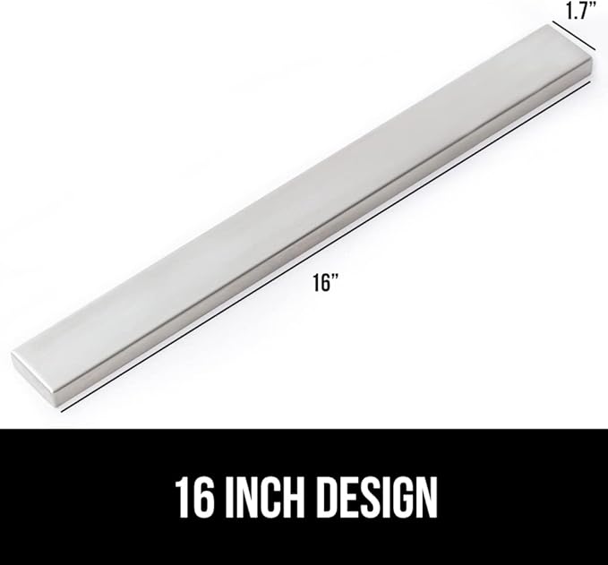 GORILLA GRIP 304 Stainless Steel Heavy Duty Magnetic Knife Holder, 16 Inch Strip, Secure Wall Mounted Bar for Knives, Tools, Holds Up to 6 lbs, Kitchen Organizer, Easy Installation, Screws Included