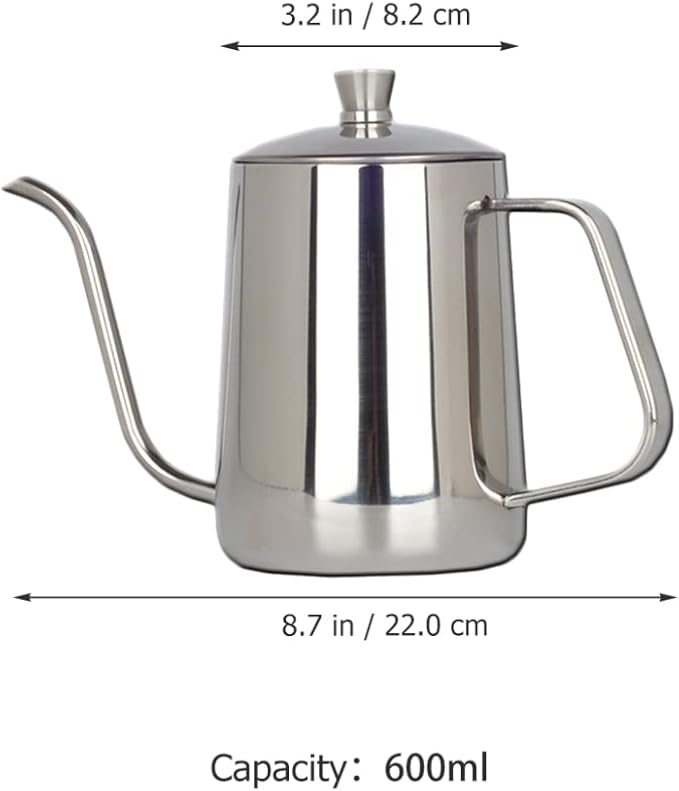 Gooseneck Kettle 600ML Metal Coffee Kettle, Coffee Thin Spout, Gooseneck Pitcher, Narrow Spout Pot, Dripper Stainless Steel Water Bottle
