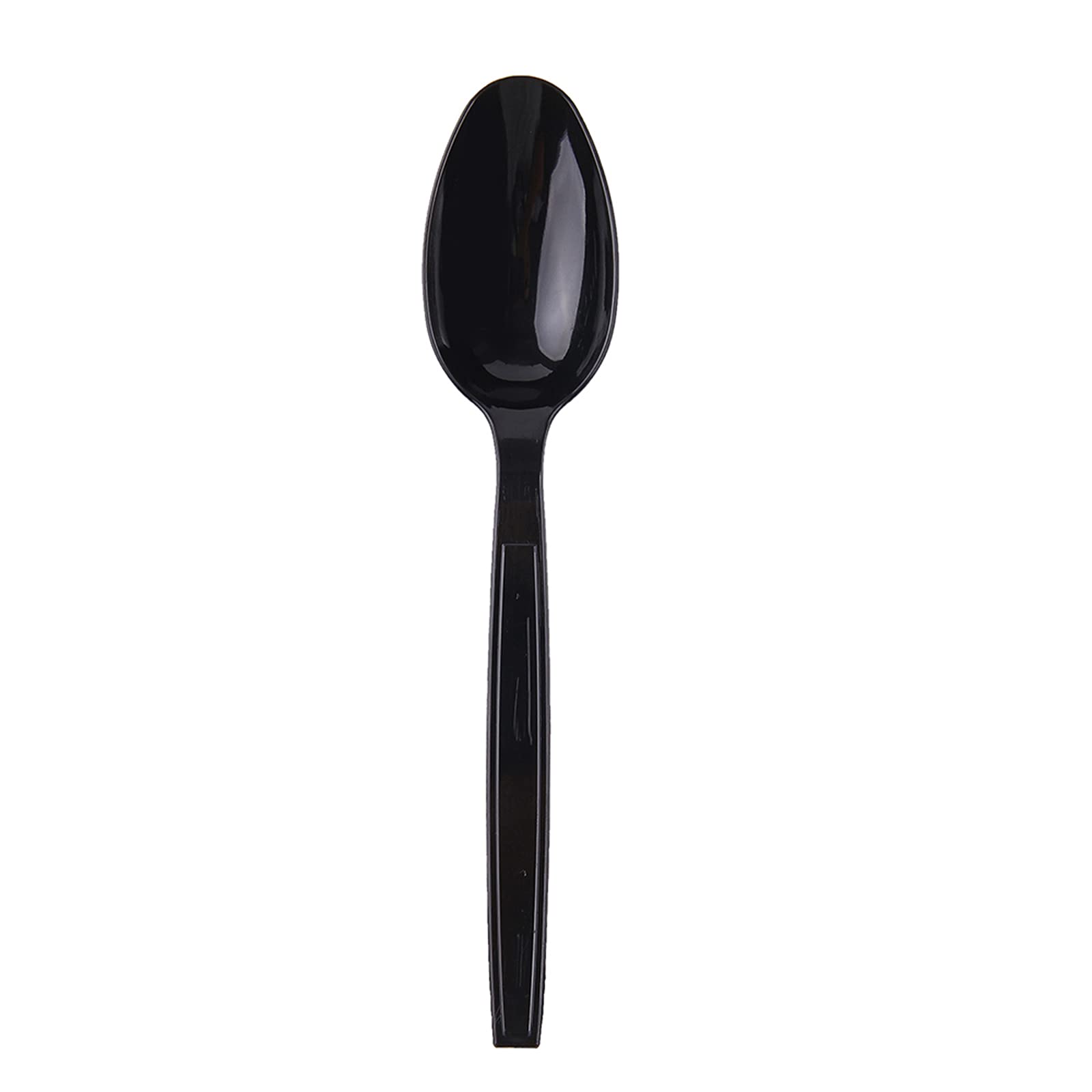 Laojbaba Plastic Spoons Disposable Individually Packaged Spoons Black 7-Inch Commercial Take Away,Super Hard Mass Heavy Individually Wrapped 100 PCS