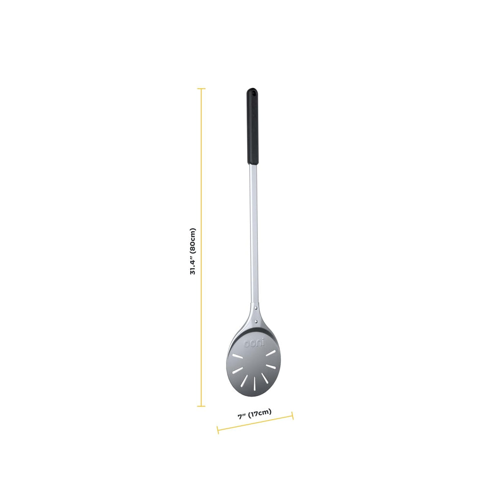 ooni Pizza Turning Peel - 7 Inch Aluminum Perforated Pizza Peel, Lightweight Metal Pizza Turner with Long Handle, Pizza Tools, Pizza Oven Accessories