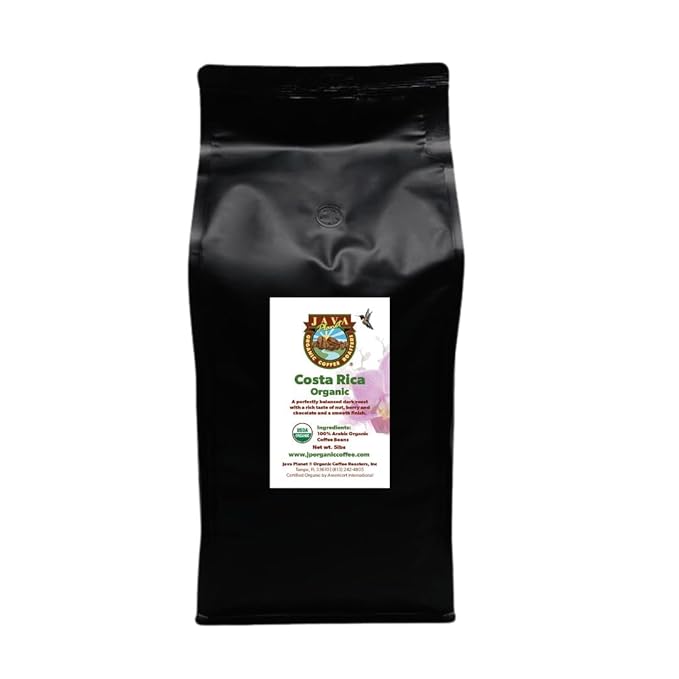Java Planet Low Acid Organic Coffee Beans Dark Roast, Costa Rican, 5 lb