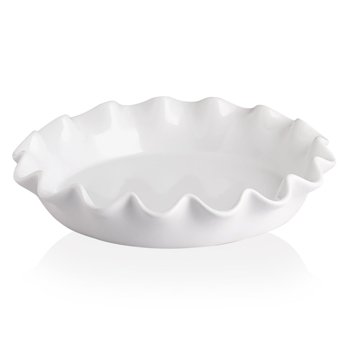 Sweejar Ceramic 11.5 Inches Pie Pan for Baking, Deep and Fluted Porcelain Round Pie Dish, Non-Stick Pie Plate for Pumpkin Pie, Apple Pie, Pie Pots with Morden Farmhouse Design(Beige)