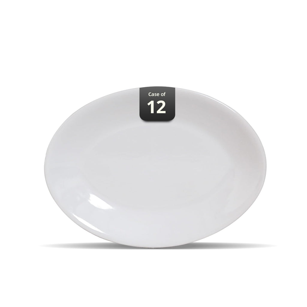 IRESTAURANT PLUS Stoneware Coupe Commercial Grade Dinnerware, Bright White, Oval Platter 11.75" x 8", Case of 12