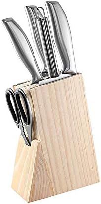 Hooshion Wooden Knife Block Countertop Knife Holder Knife Organizer with Scissors-Slot for Kitchen