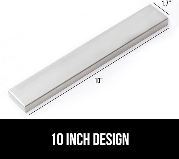 GORILLA GRIP 304 Stainless Steel Heavy Duty Magnetic Knife Holder, Secure Wall Mounted Bar for Knives, Tools, Holds Up to 6 lbs, Kitchen Organizer, 10 Inch Strip, Easy Installation, Screws Included