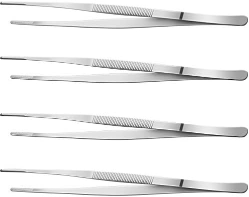 Yaomiao 4 Packs Bar Tongs Stainless Steel, 8 Inch, Silver