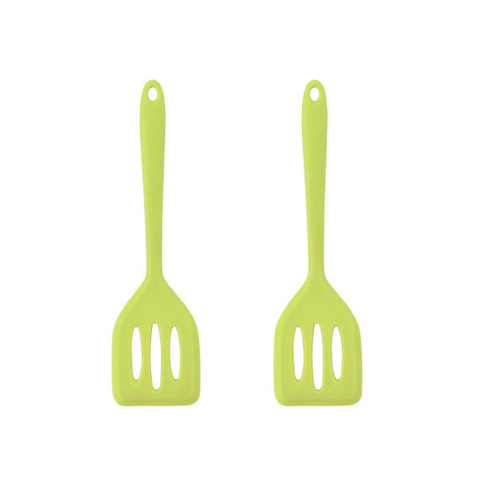 HOIRIX 2Pack Small Silicone Turner High Heat Resistant Slotted Spatula for Fish, Eggs, Pancakes and More (12 IN, Green)