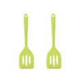 HOIRIX 2Pack Small Silicone Turner High Heat Resistant Slotted Spatula for Fish, Eggs, Pancakes and More (12 IN, Green)